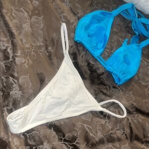 Blue and White Bikini Set